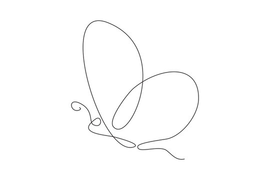 Fototapeta Continuous line drawing of beautiful butterfly. Single one line art of flying abstract butterfly for salon or spa business. Vector illustration