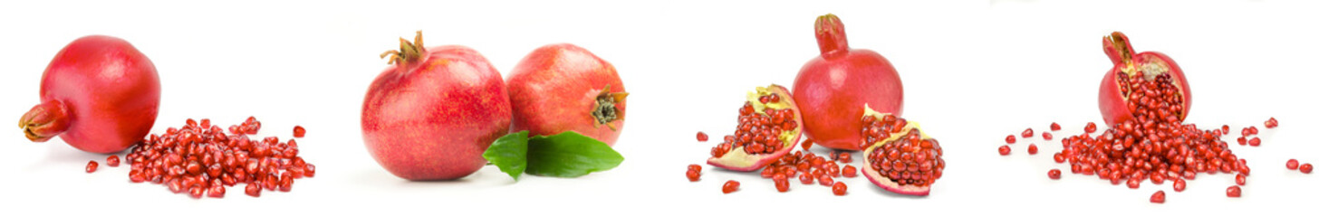 Collection of pomegranate over a white background