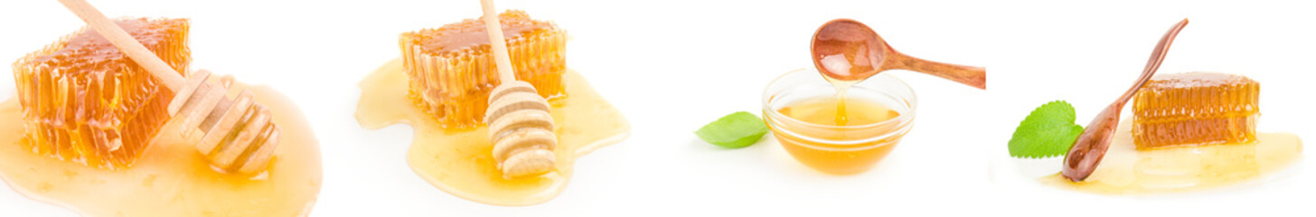 Set of honey on a white background