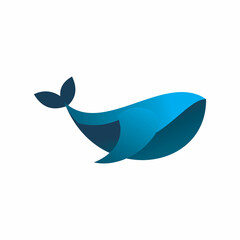 blue whale fish logo design