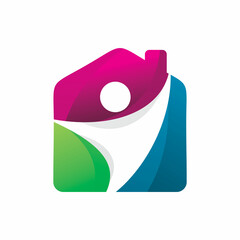 people house full color logo design