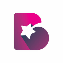 initial b letter star logo design