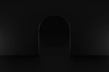 background gold color dark 3d illustration rendering for product , advertising , flyer , wedding , invitation and etc