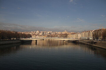 View of Alphonse juin bridge over the stove river and Lyon in background, France
