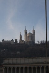Fototapeta premium La Basilique Notre Dame de Fourvière, a catholic cathedral in the city of Lyon, France
