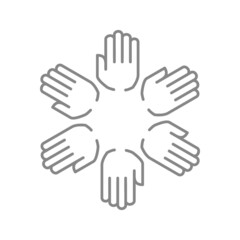 Circle of hands line icon. Team work, cooperation, partnership symbol