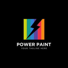 Colorful lightning energy paint logo design vector