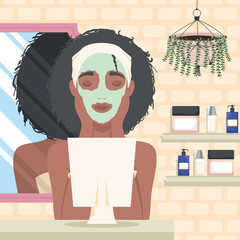 afro woman with skincare mask