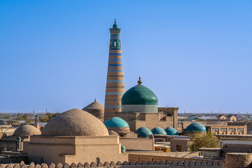 Naklejka premium Uzbekistan, view over the historical city center of Khiva