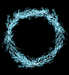Ring thunderbolt. Realistic lightning. Electricity thunder light storm flash thunderstorm in cloud.