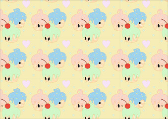 seamless pattern with cupcakes