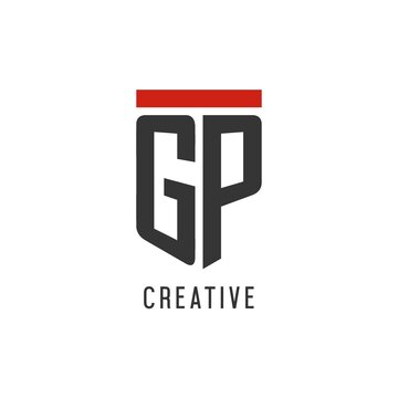 GP initial esport logo with simple shield design style