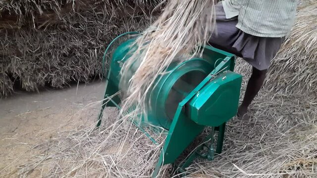 Paddy threshing machine.It is a foot-operated machine.This machine does a lot more work than hands.  The farmers have got a lot of relief from the introduction of machines in the agricultural sector. 