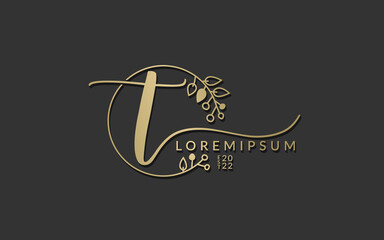 Handwritten Signature monogram Letter t calligraphic vector graphic design,usable for wedding card, personal signature, logo design concept illustration