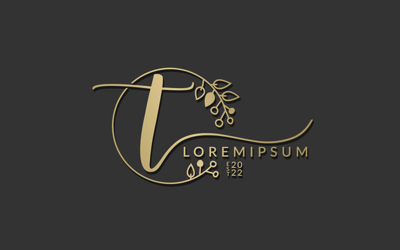 Handwritten Signature monogram Letter t calligraphic vector graphic design,usable for wedding card, personal signature, logo design concept illustration
