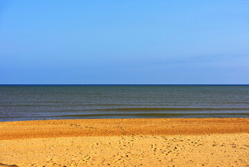 long sandy beach in Castellammare del golfo Sicily Italy