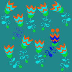 Decorative branch of bells. Hand drawn.