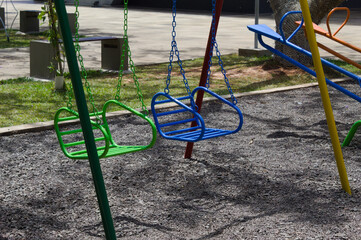 Children's toys in a city park with different functions