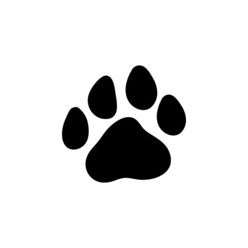 Black dog paw vector with white background