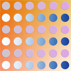 Pink and blue circles on a yellow background with a gradient fill for decoration.