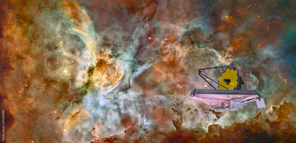 Poster james webb space telescope in space 