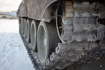 tank track close up view from the front