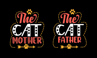 Fototapeta na wymiar set of cat typography t-shirt design