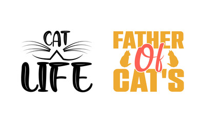 set of cat typography t-shirt design