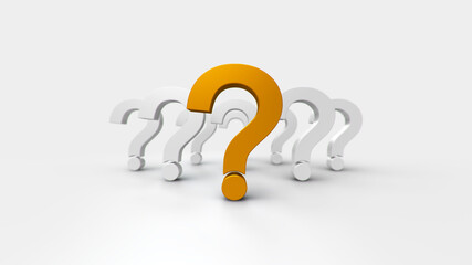 3D illustrations orange and white question mark group for business corporate and advertising