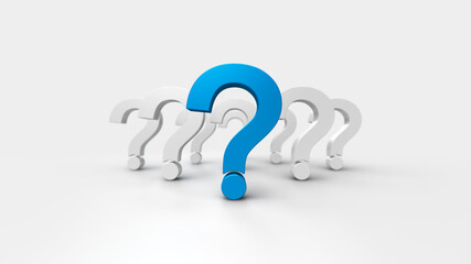 3D illustrations blue and white question mark group for business corporate and advertising