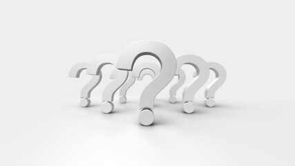 3D illustrations white question mark group for business corporate and advertising