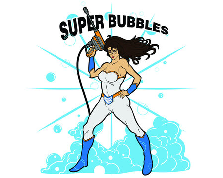 full body super bubbless car wash mascot vector