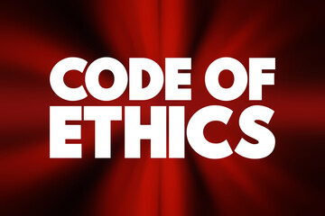 Code Of Ethics text quote, concept background.