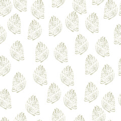 Palm leaf seamless pattern with hand drawn in line tropical print. Modern nature background. Vector illustration for seasonal textile.