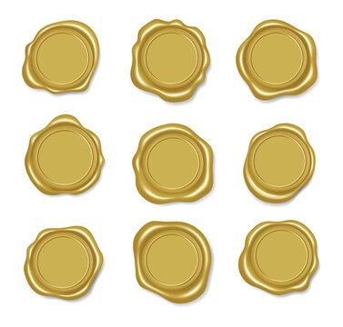 Wax Seal Stamp Red And Goldenvector Eps 10 Stock Illustration - Download  Image Now - Sealing Wax, Gold - Metal, Gold Colored - iStock