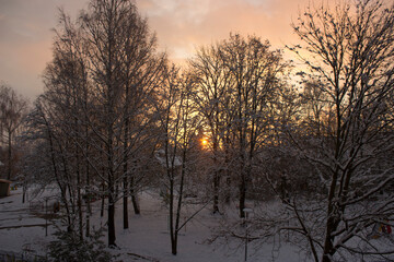 sunset in the winter