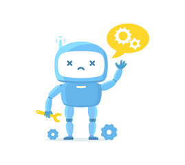 Robot character. Repair service. Failure error.
