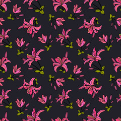 Fototapeta na wymiar Lily flowers seamless pattern. Vector stock illustration eps10. 