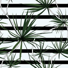 palm leaves design - seamless vector repeat pattern, use it for wrappings, fabric, packaging and other print and design projects
