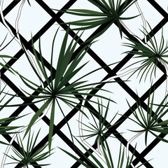 Fototapeta premium palm leaves design - seamless vector repeat pattern, use it for wrappings, fabric, packaging and other print and design projects