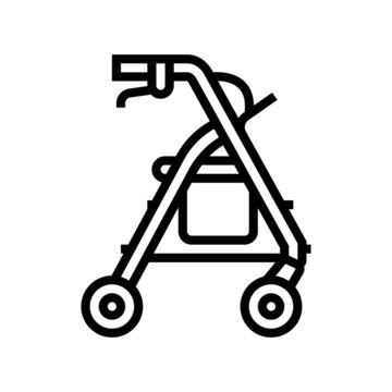 rollator adult walker line icon vector. rollator adult walker sign. isolated contour symbol black illustration