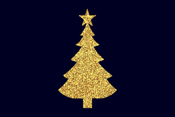 Christmas tree silhouette. Sequins. Confetti