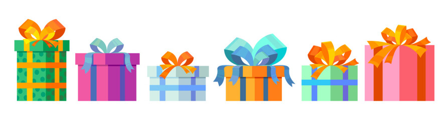 Set of gift boxes with bows