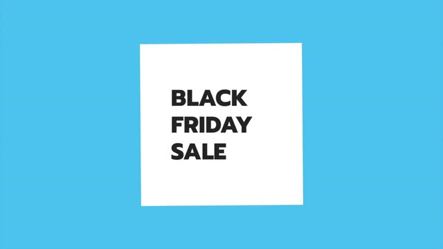 Black Friday on white frame with blue fashion background, motion abstract holidays, business and corporate style background