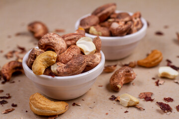 cashews isolated on light background. Flat lay