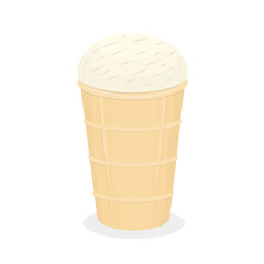 Creamy ice cream in a waffle cup vector illustration