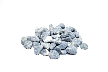 Pebbles, sea pebbles. A handful of stones isolated on a white background.