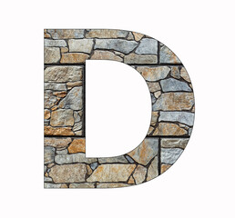 Rustic stone letter D - Black background