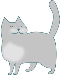 Happy grey cat illustration