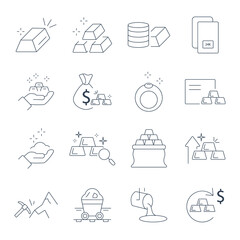 Gold icons set. Gold pack symbol vector elements for infographic web
